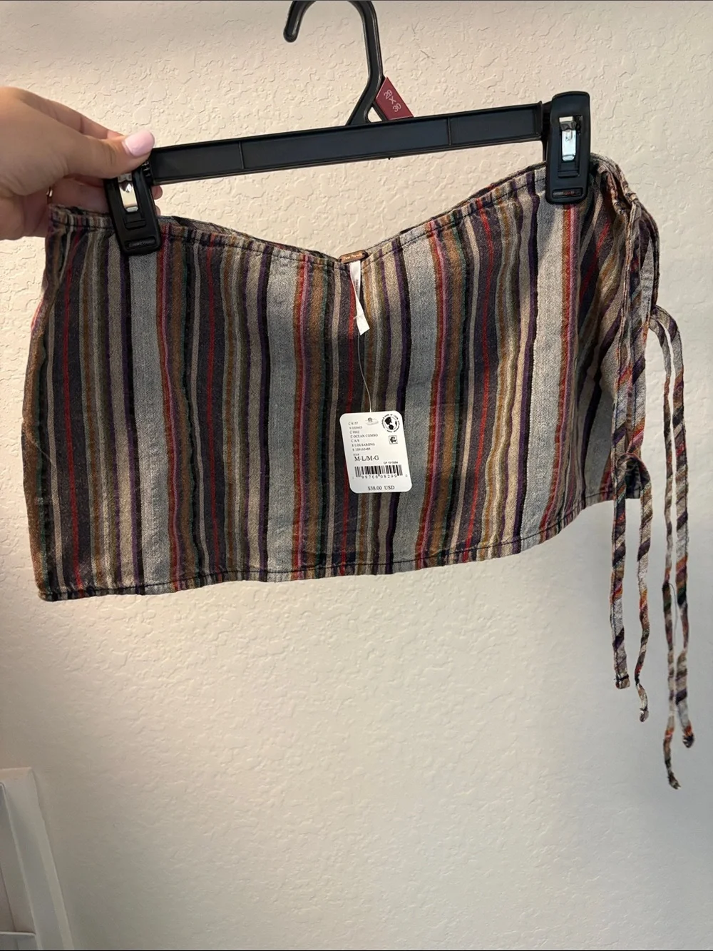 Free People Multistripe Tie-Side Mini Skirt - Beige, Burgundy, Navy, Olive
